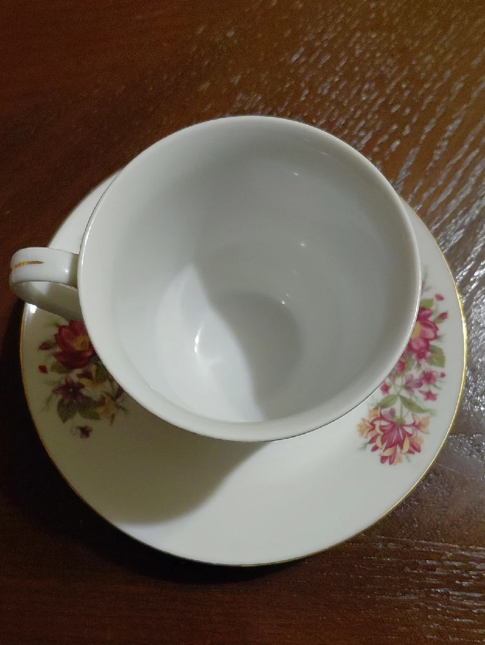 Vintage Porcelain Classic Floral Dinnerware Set - White with Pink Floral Accents